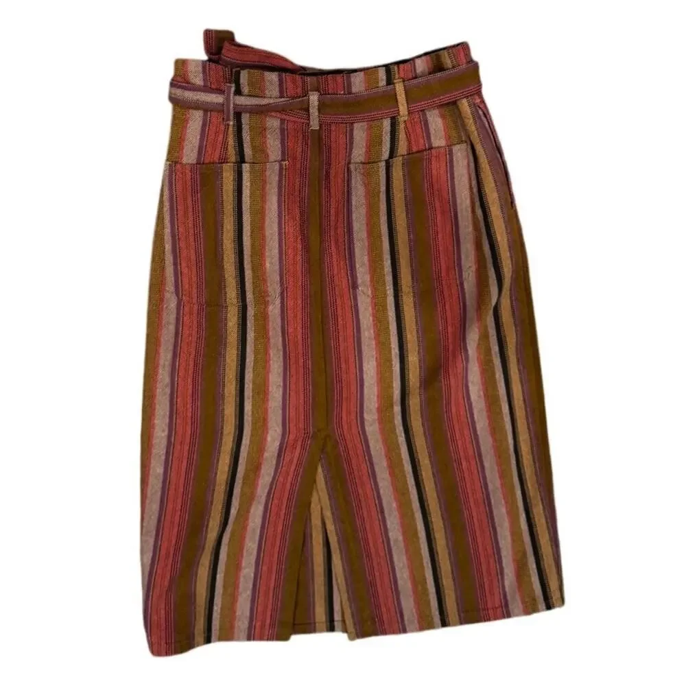 The Great. The Trouser Belted Pencil Skirt in Bolero Stripe Size 2/Medium - Picture 3 of 6